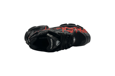 Balenciaga Runner Graffiti Sneakers 'Black/Red Mesh/Nylon'