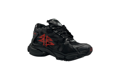 Balenciaga Runner Graffiti Sneakers 'Black/Red Mesh/Nylon'