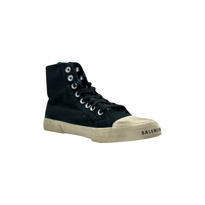 Balenciaga Paris High Sneakers 'Black Destroyed White Rubber'
