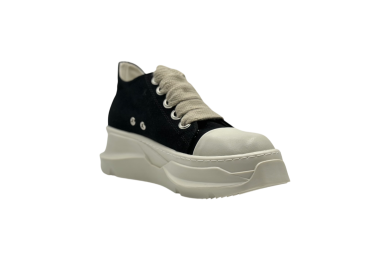 RICK OWENS DRKSHDW JUMBOLACE ABSTRACT LOW SNEAKS IN BLACK/MILK