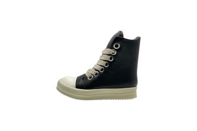 RICK OWENS SS25 HOLLYWOOD JUMBOLACE SNEAKERS IN 'BLACK/MILK'