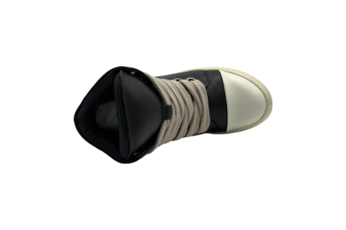 RICK OWENS SS25 HOLLYWOOD JUMBOLACE SNEAKERS IN 'BLACK/MILK'