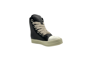 RICK OWENS SS25 HOLLYWOOD JUMBOLACE SNEAKERS IN 'BLACK/MILK'