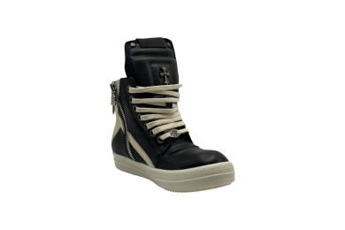 Rick Owens x Chrome Hearts Geobasket High-Top Sneakers