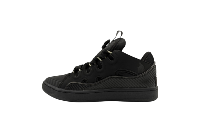 Lanvin Leather Curb Sneakers Carbon