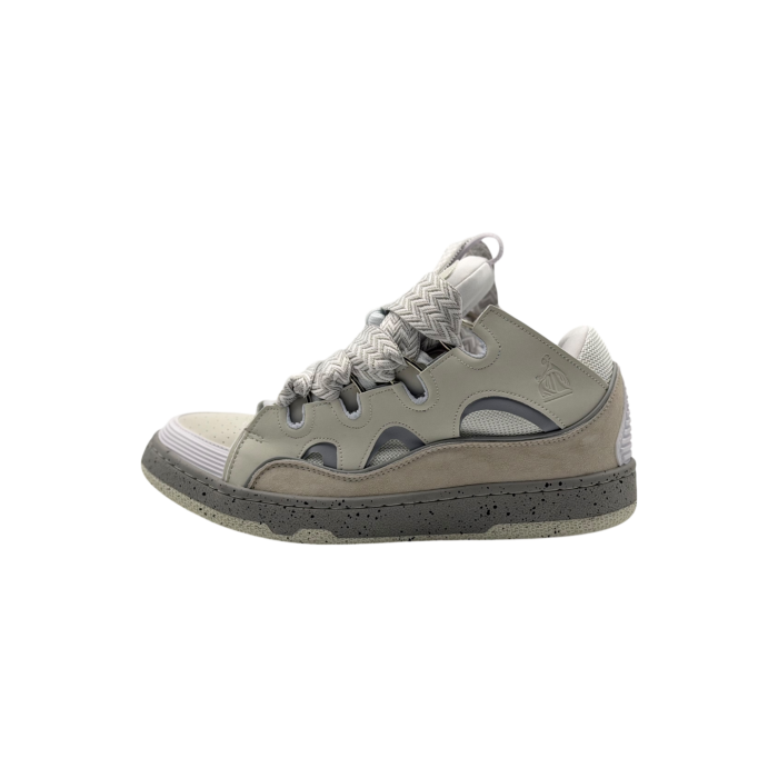 Lanvin Leather Curb Sneakers 'Grey/White'