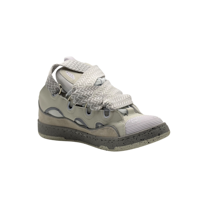 Lanvin Leather Curb Sneakers 'Grey/White'