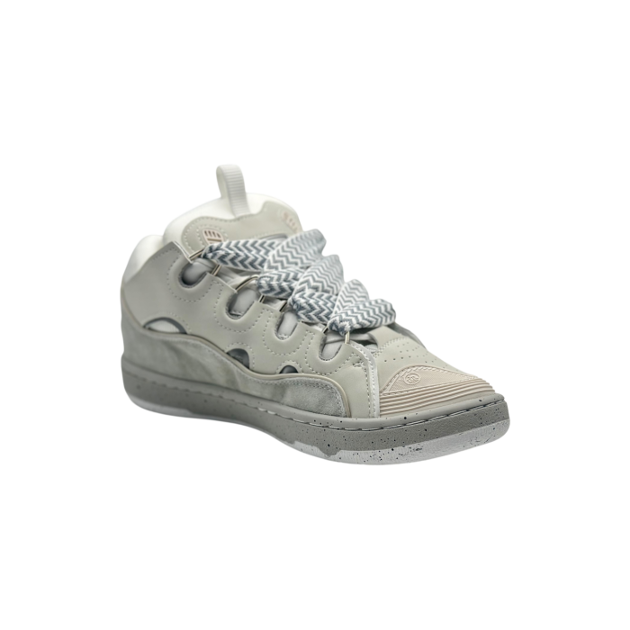 Lanvin Leather Curb Sneakers 'Grey/White'