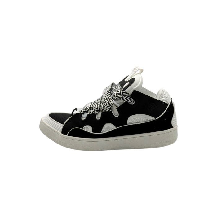Lanvin Leather Curb Sneakers 'Black White'