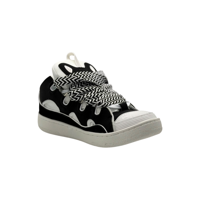 Lanvin Leather Curb Sneakers 'Black White'
