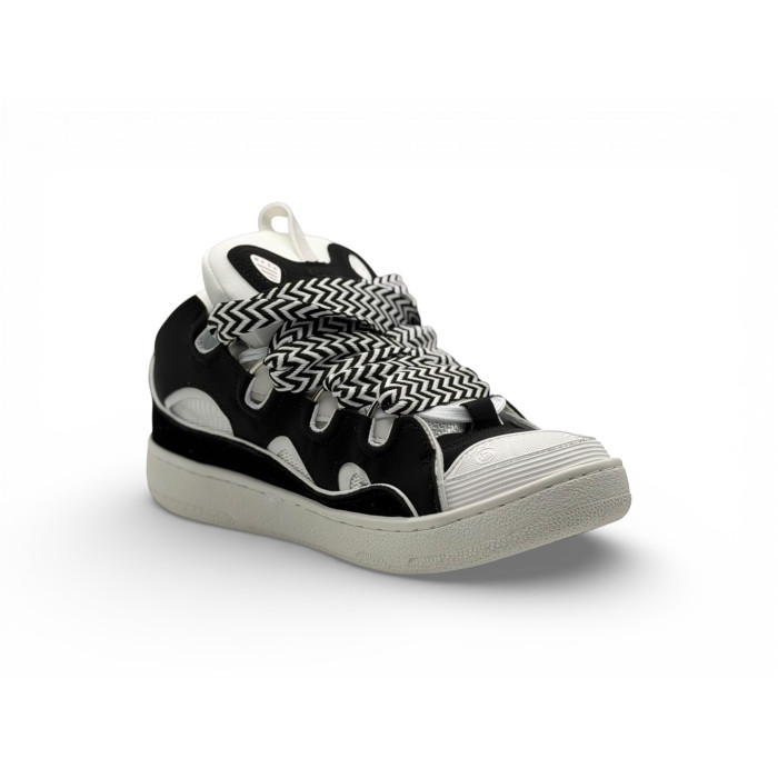 Lanvin Leather Curb Sneakers 'Black White'