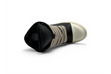 RICK OWENS SS25 HOLLYWOOD JUMBOLACE SNEAKERS IN 'BLACK/MILK'