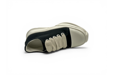 RICK OWENS DRKSHDW JUMBOLACE ABSTRACT LOW SNEAKS IN BLACK/MILK