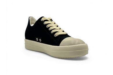RICK OWENS DRKSHDW FW25 CONCORDIANS LOW SNEAKS IN BLACK/MILK