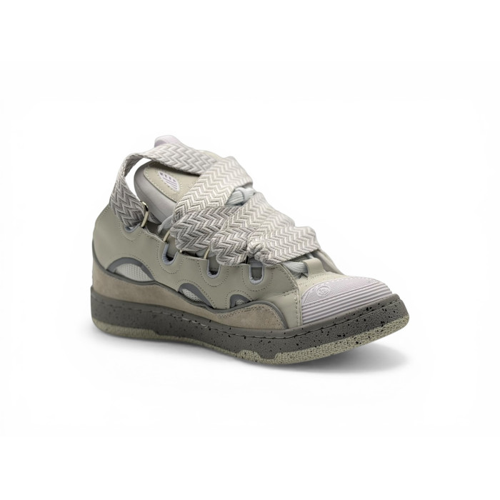 Lanvin Leather Curb Sneakers 'Grey/White'