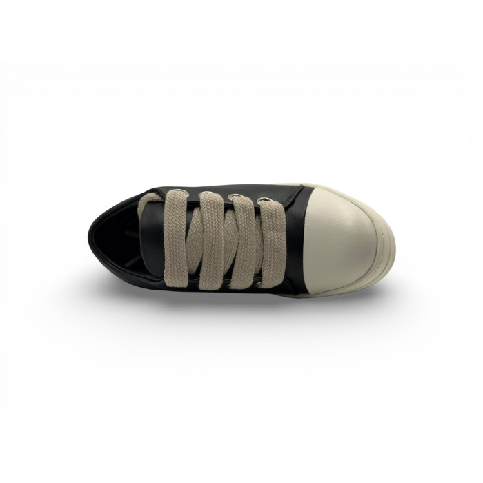 RICK OWENS SS25 HOLLYWOOD JUMBOLACE SNEAKERS IN 'BLACK/MILK' Low
