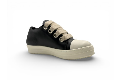 RICK OWENS SS25 HOLLYWOOD JUMBOLACE SNEAKERS IN 'BLACK/MILK' Low