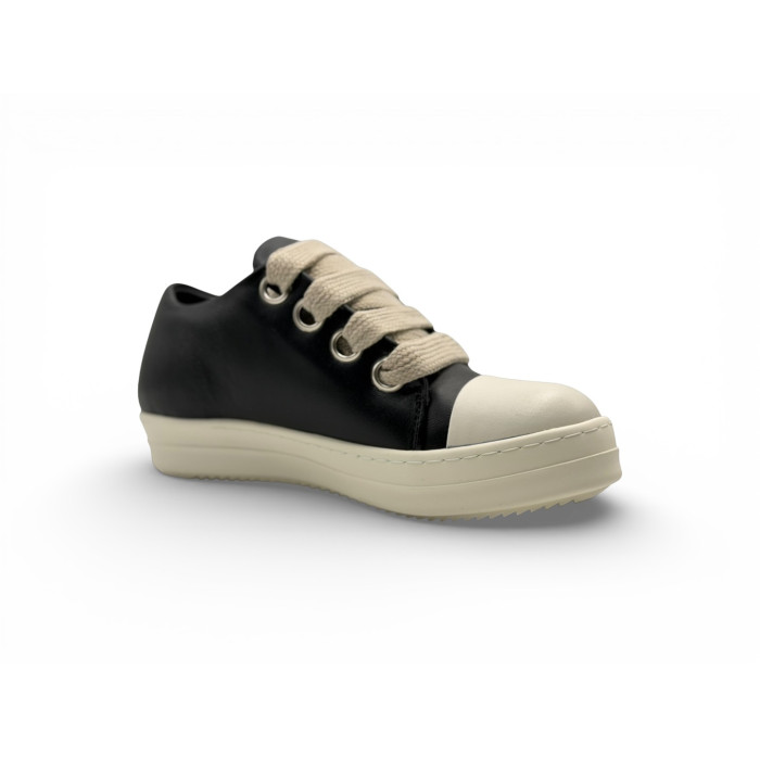 RICK OWENS SS25 HOLLYWOOD JUMBOLACE SNEAKERS IN 'BLACK/MILK' Low