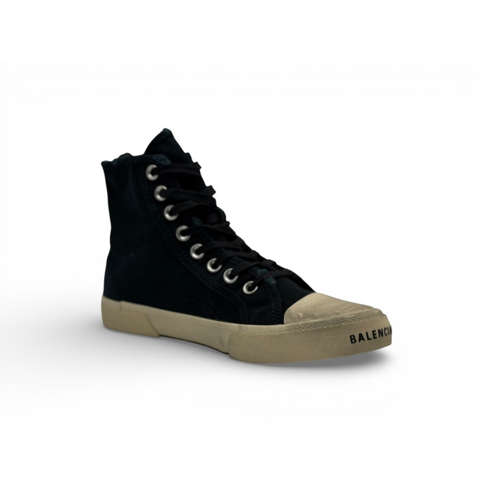 Balenciaga Paris High Sneakers 'Black Destroyed White Rubber'