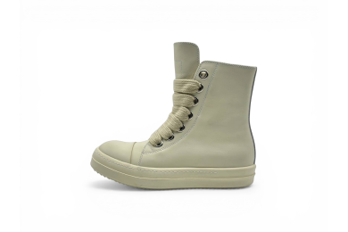 RICK OWENS LTR JUMBO LACE HIGH SNEAKS IN MILK