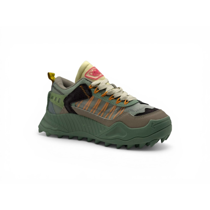 Off-WhiteOdsy-1000 Wear-Resistant Running Shoes Black/Green