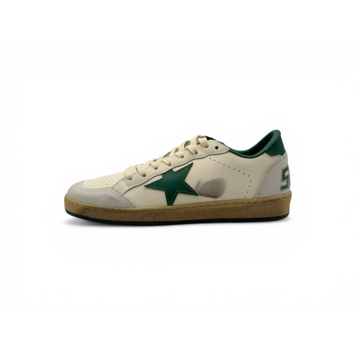 Golden Goose Ball-Star 'White Nappa / Green Star'
