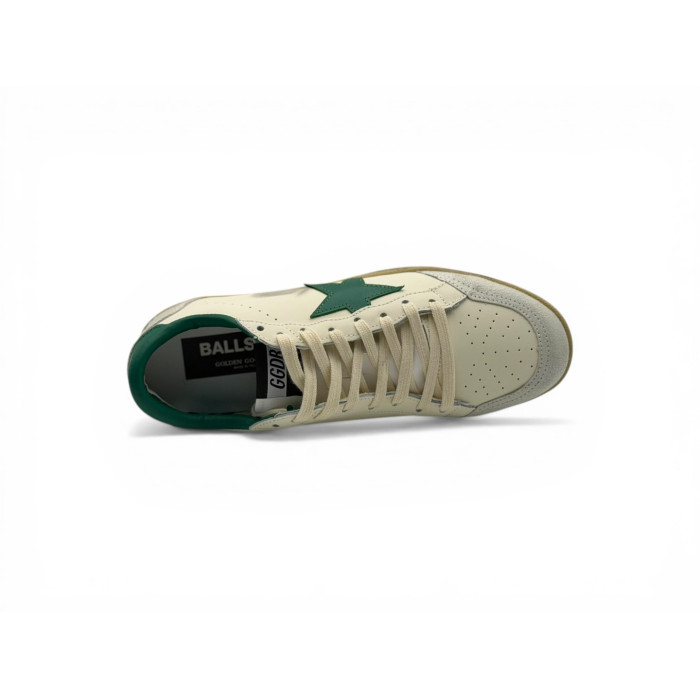 Golden Goose Ball-Star 'White Nappa / Green Star'