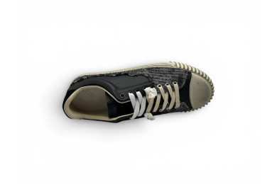 Maison Margiela New Evolution 'Black Leather and Striped Canvas'