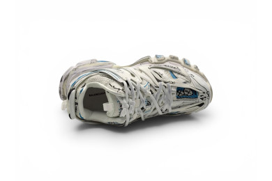Balenciaga Track 1.0 Sneakers ' White Blue Mesh and Nylon Graffiti'