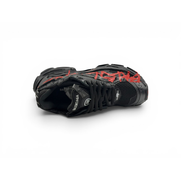 Balenciaga Runner Graffiti Sneakers 'Black/Red Mesh/Nylon'