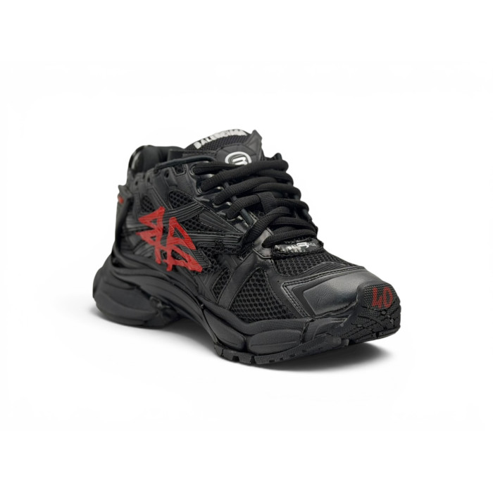 Balenciaga Runner Graffiti Sneakers 'Black/Red Mesh/Nylon'