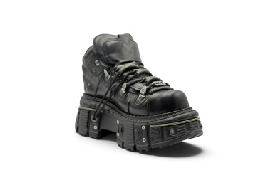 New Rock ANKLE BOOT BLACK IMPERFECT WITH LACES Premium