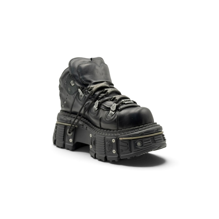 New Rock ANKLE BOOT BLACK IMPERFECT WITH LACES Premium