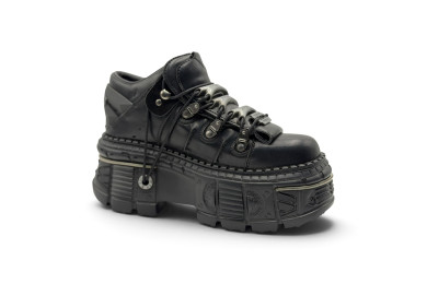 New Rock ANKLE BOOT BLACK IMPERFECT WITH LACES