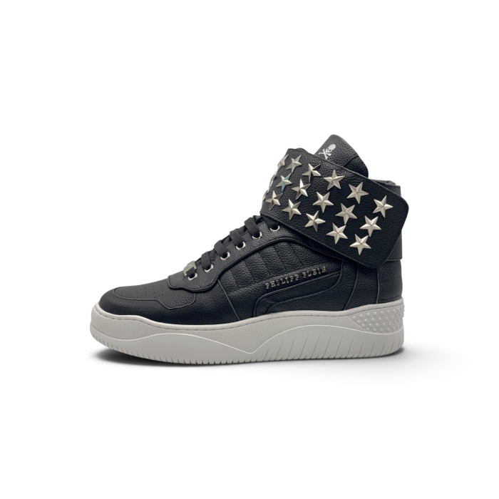 PHILIPP PLEIN Thunder Hi-Top Sneakers Stars Black/White