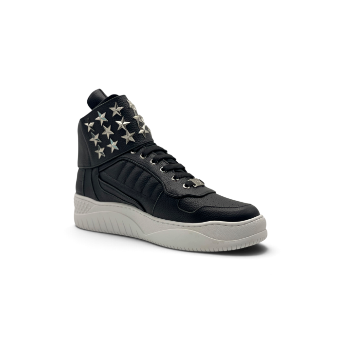 PHILIPP PLEIN Thunder Hi-Top Sneakers Stars Black/White