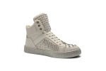PHILIPP PLEIN Nappa Leather Mid-Top Sneakers Studs White/Silver