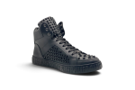 PHILIPP PLEIN Nappa Leather Mid-Top Sneakers Studs Black