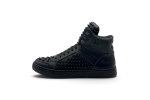 PHILIPP PLEIN Nappa Leather Mid-Top Sneakers Studs Black